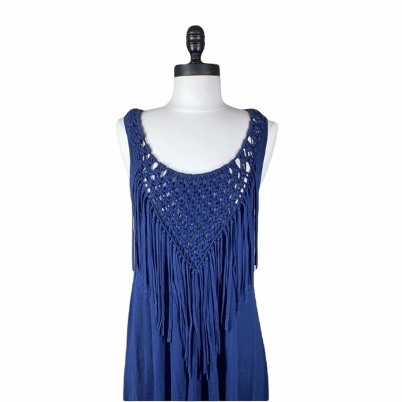 Rebecca Taylor blue braided fringe tunic size small - Picture 2 of 7